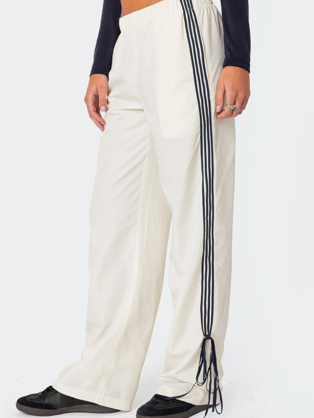 Edikted Striped Track Pants with Ribbon
